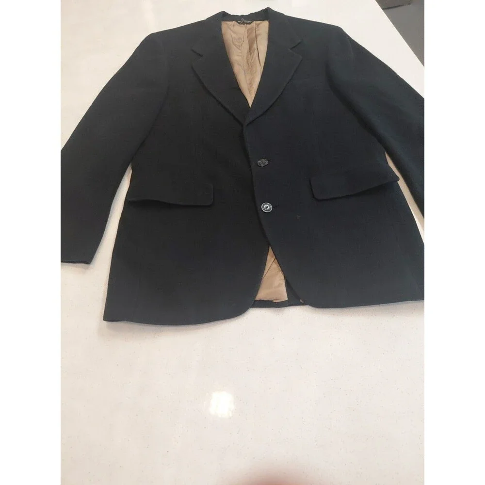 Bill Blass Blazer Mens 46R Black 100% Camel Hair Sport Coat Made in USA